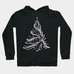 Elegant White Swirl Christmas Tree Hoodie